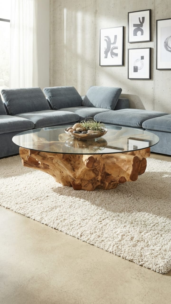 Round Root Wood Coffee Table